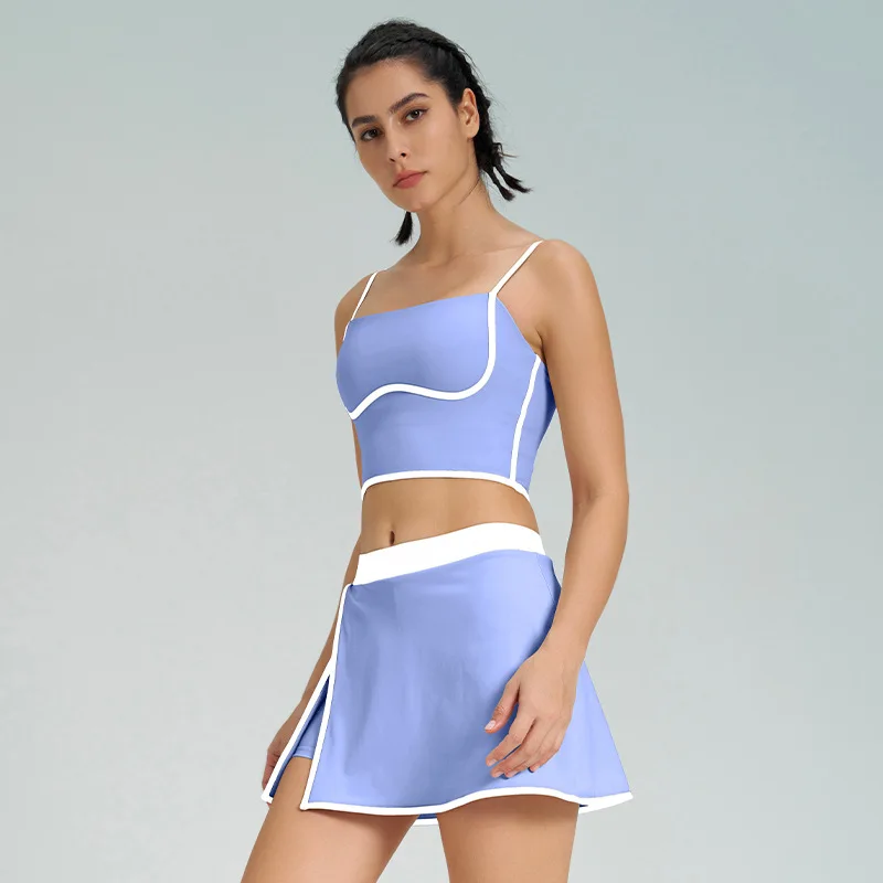 1/2PCS Yoga Set for Women Tennis Outfits Sports Bra Badminton Skirts Workout Sportswear Running Gym Wear Athletic Suits