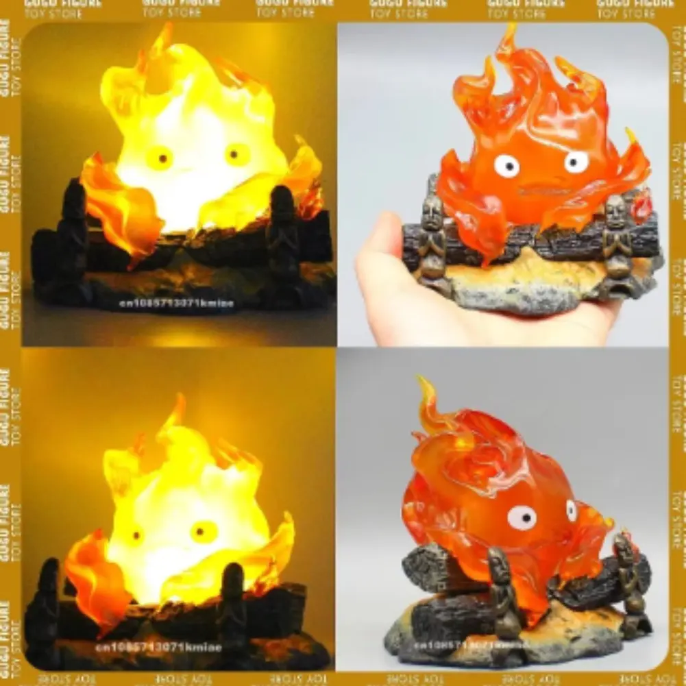 الأشياء مصباح الكرتون الكرتون Calcifer أنيمي 12 سنتيمتر شمعة سطح المكتب عمل أرقام نموذج تمثال بولي كلوريد الفينيل نموذج جمع حلية اللعب