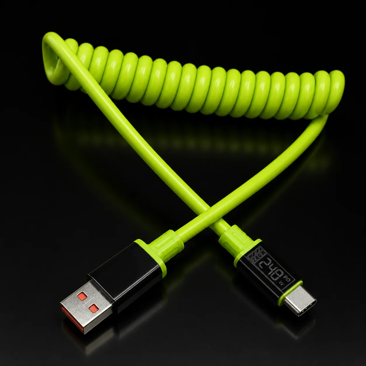 240W Typ-C-auf-Typ-C-Schnellladekabel, universelles, spiralförmiges, teleskopisches USB-Kabel, 6A USB-C-Kabel für Xiaomi, iPhone, Samsung – Detail 20