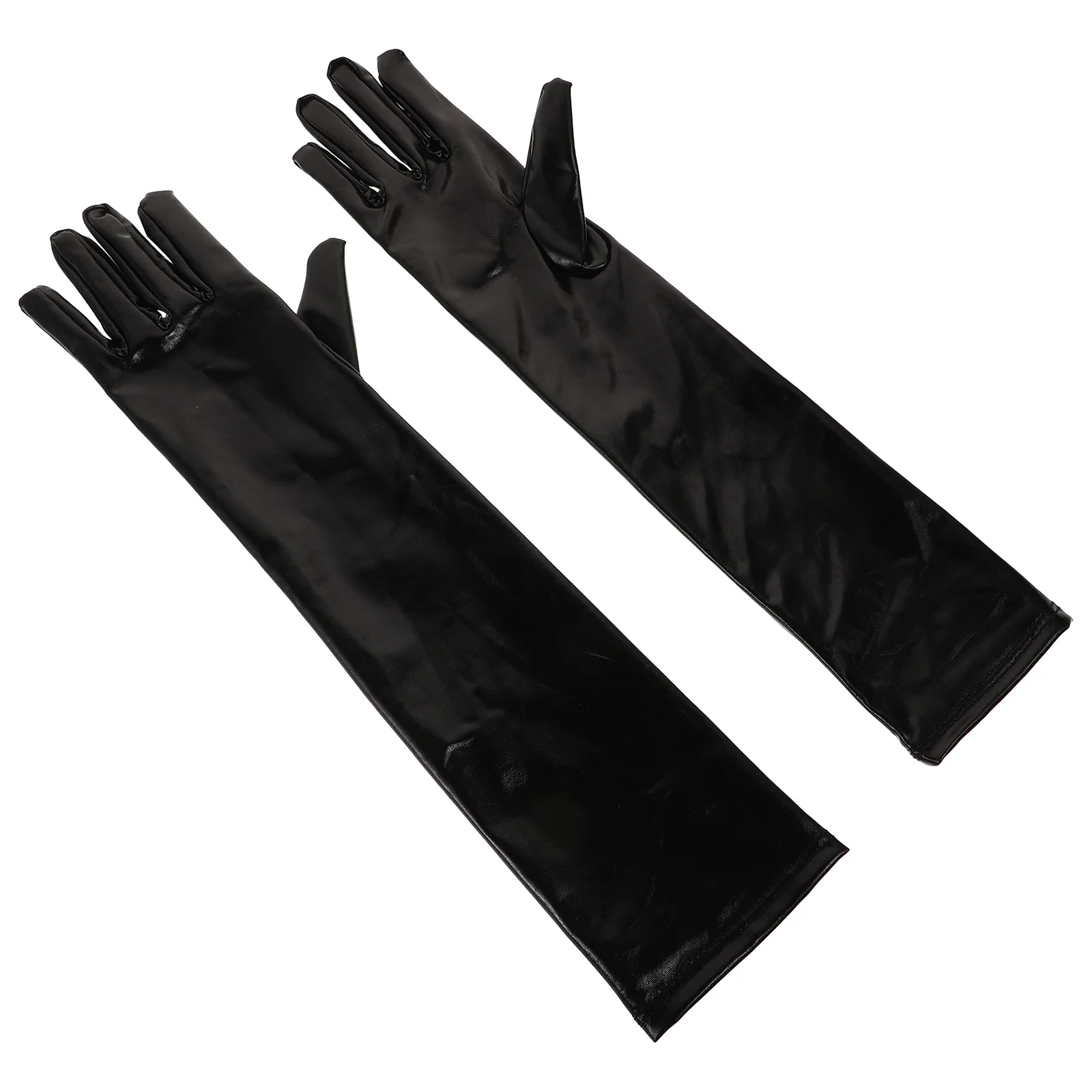 

Patent Long Gloves Women Wet Look Cosplay Metallic Black Halloween Party Adult Shiny Functional Accessories