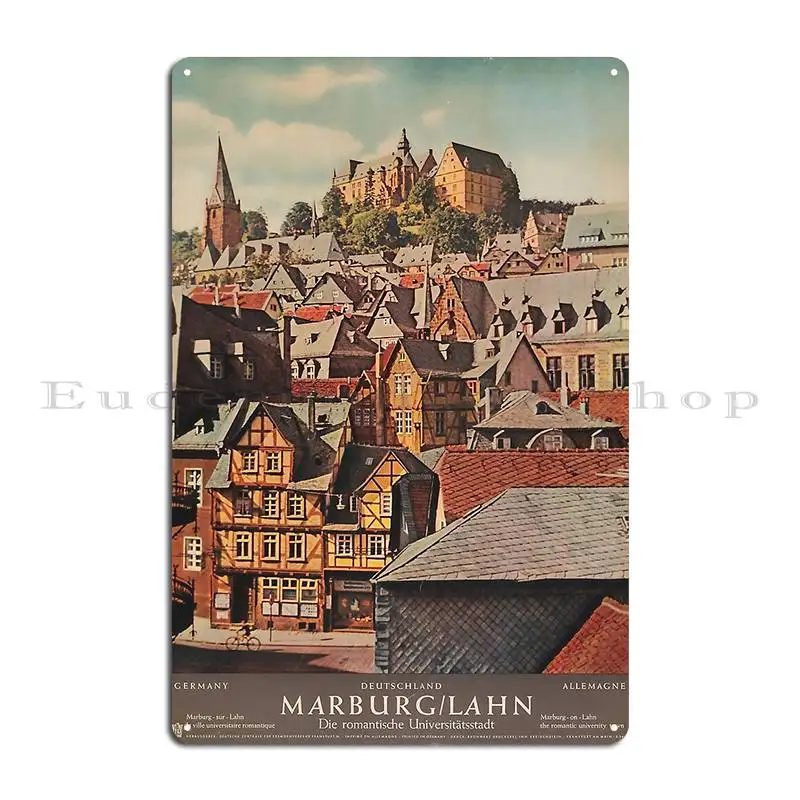 Marburg Lahn Vintage Travel Poster Metal Plaque Poster Printed Cinema Cave Garage Rusty Tin Sign Poster