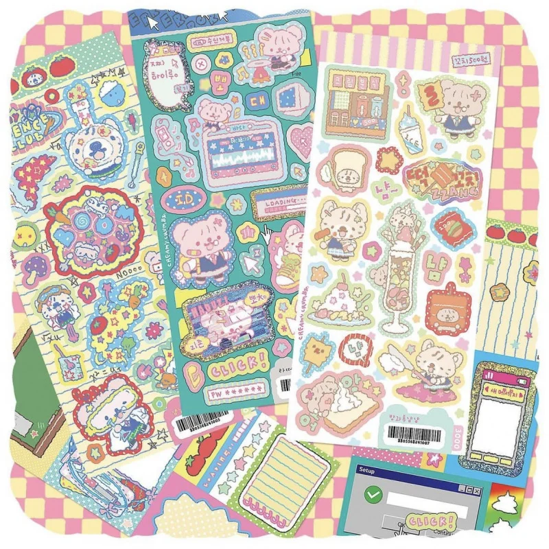 Cute Cartoon Bear Stickers Korea Waterproof Handbook Phone Case Ipad Diary Planner Notebook Scrapbook Diy Decorative Stickers