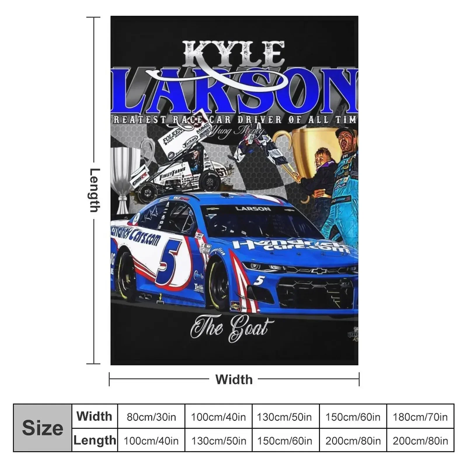 Kyle Larson The Greatest Race Car Driver of All Time Throw Blanket Retros Bed Blankets