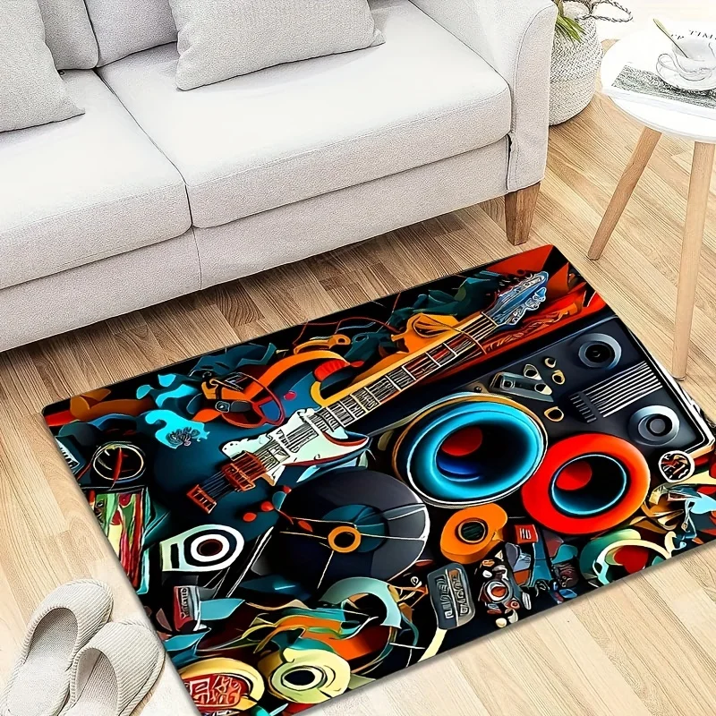Vibrant Rainbow Highland Cow Doormat  Colorful Splash Art Highland Cattle Portrait Non Slip Indoor Entry Floor Rug