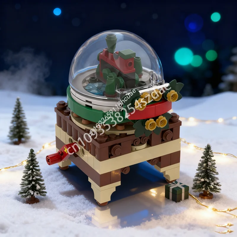 

167pcs MOC Turntable Train Snow Globe Seasonal Model Building Christmas Gift Blocks Architecture DIY Education Kids Toy Birthday