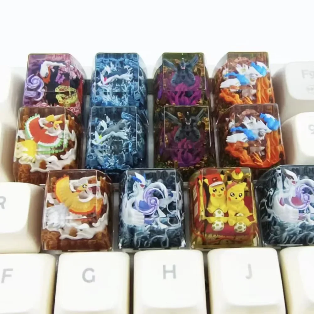 PTCG Pokemon Keycap Mechanical Keyboard Resin Transparent Stereoscopic Keycap Greninja Primeape Sprigatito Fuecoco Wave 10