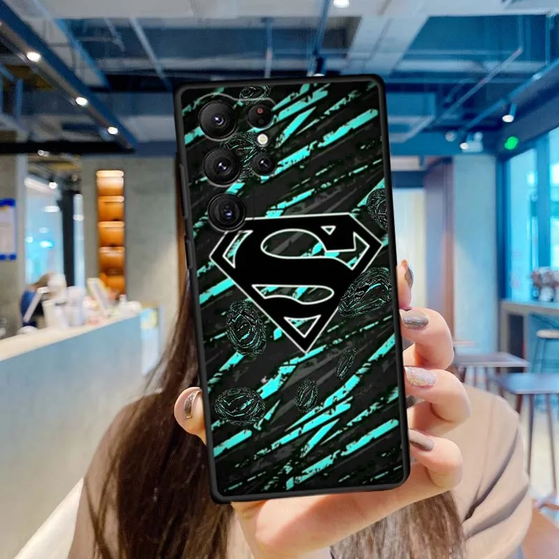 S-سوبرمان شعار بارد حار لسامسونج غالاكسي S25 S24 S23 S22 S21 S20 S10 الترا زائد FE 5G أسود لينة غطاء من البولي يوريثان الحراري جراب هاتف #3
