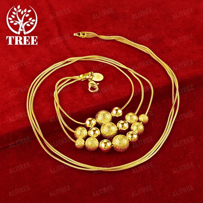 

18-дюймовая цепочка из 18-каратного золота, гладкие/матовые бусины, ожерелье, цепочка в виде змеи, модные украшения для вечеринки, дня рождения, подарочные аксессуары высокого качества