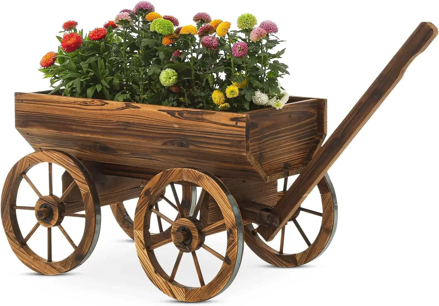 Garden Wooden Decor Rustic Flower Pot,Planters Wagon Indoor Outdoor Backyard Balcony Decor,for Outside Garden Decor