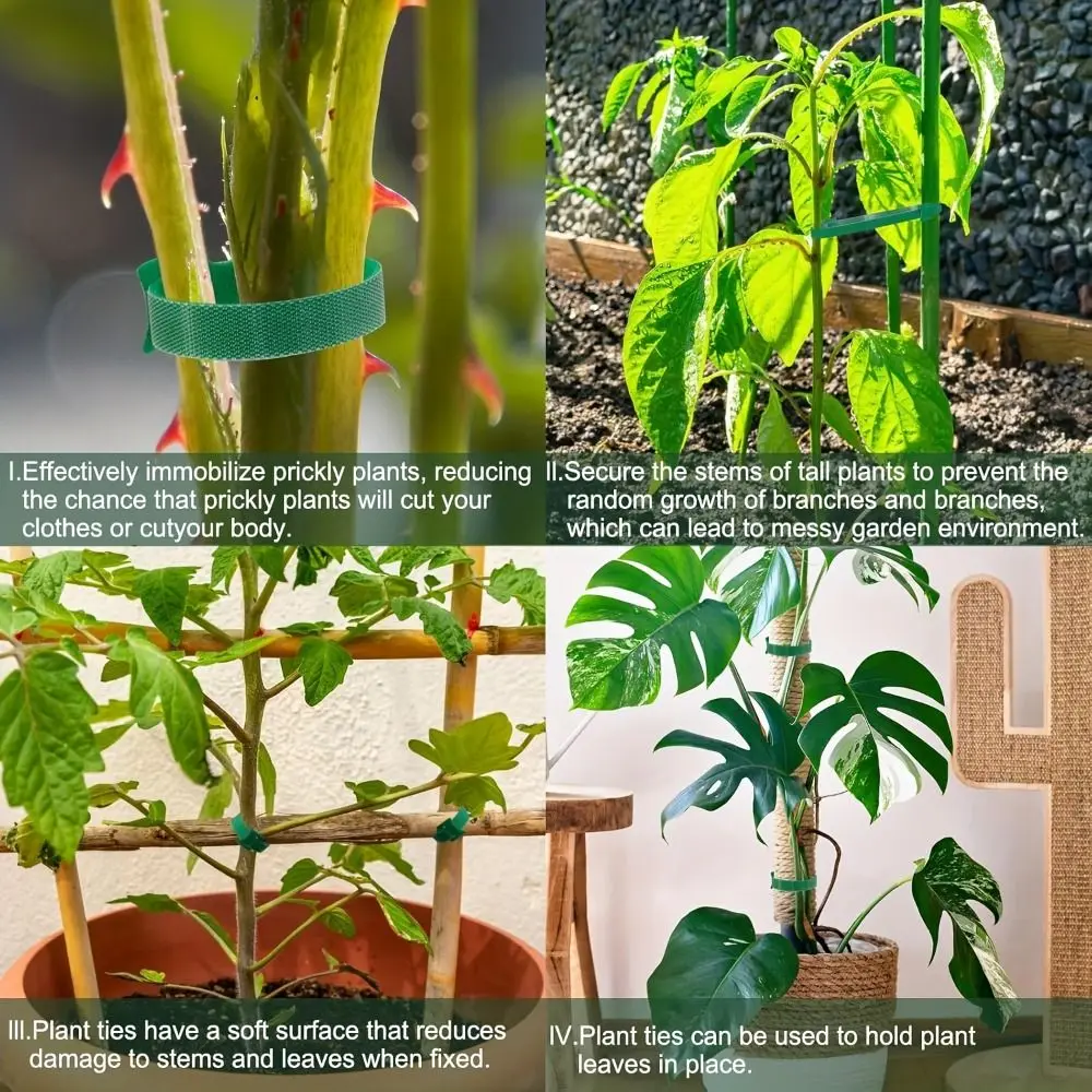 50/100PCS New Nylon Hook Loop Cable Ties Adjustable Flexible Plant Ties Reusable Wire Organizer Seedling Binding