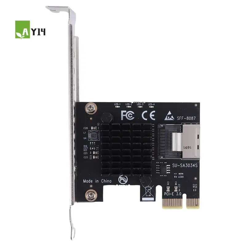 

AY14 -PCIE Riser Card PCIE 1X To Mini SAS SFF-8087 SATA3.0 6Gbps Adapter Card Hard Drive Expansion Card For Chia Mining