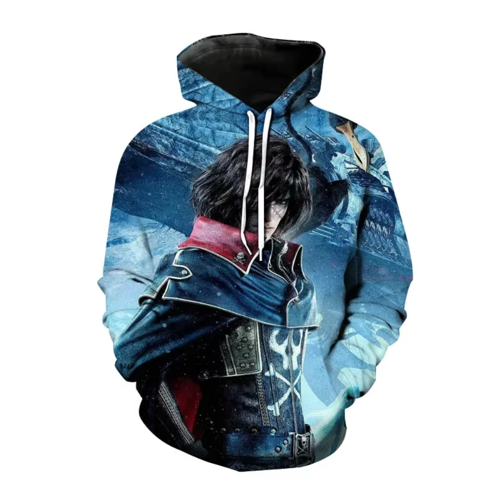 Anime Space Pirate Captain Harlock 3D Printed Men's Hoodie Casual Long Sleeves Outdoor Pullover Sweatshirt Kids Unisex Clothing