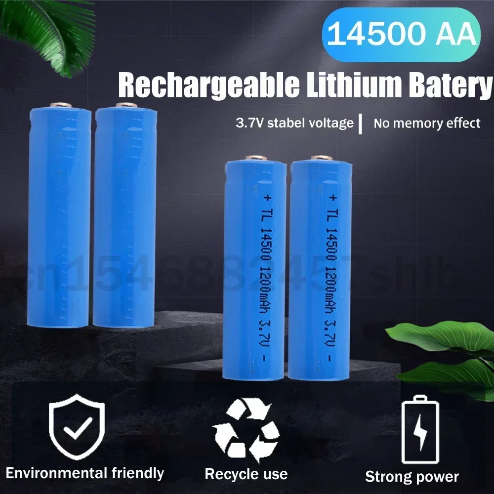 3.7V 14500 AA 2A Lithium Rechargeable Battery For Toy Mouse Flashlight With 14500 Single Slot Smart Rechargeable Battery Charger