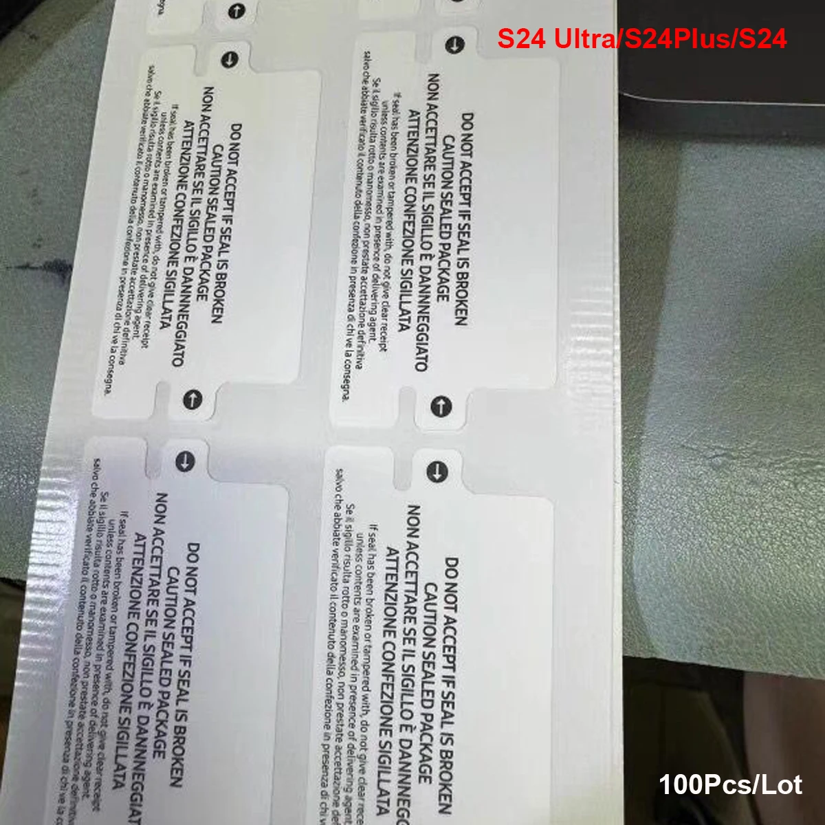 100XPacking Box Sealed Label For Samsung Galaxy A15 A35 A55 A25 S23 S24 Ultra Plus Fold 6 5 Flip 6 5 Box Resealed Sticker