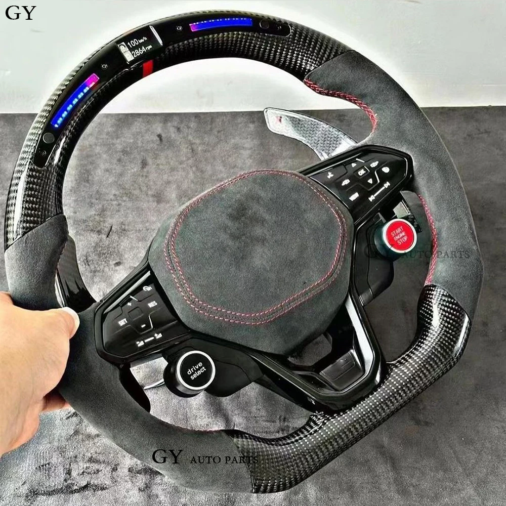 LED Carbon Fiber Steering Wheel Customized For Volkswagen VW Gol-f  POLO 8 GTI Jetta GLI CC R-Line MK8 ID4