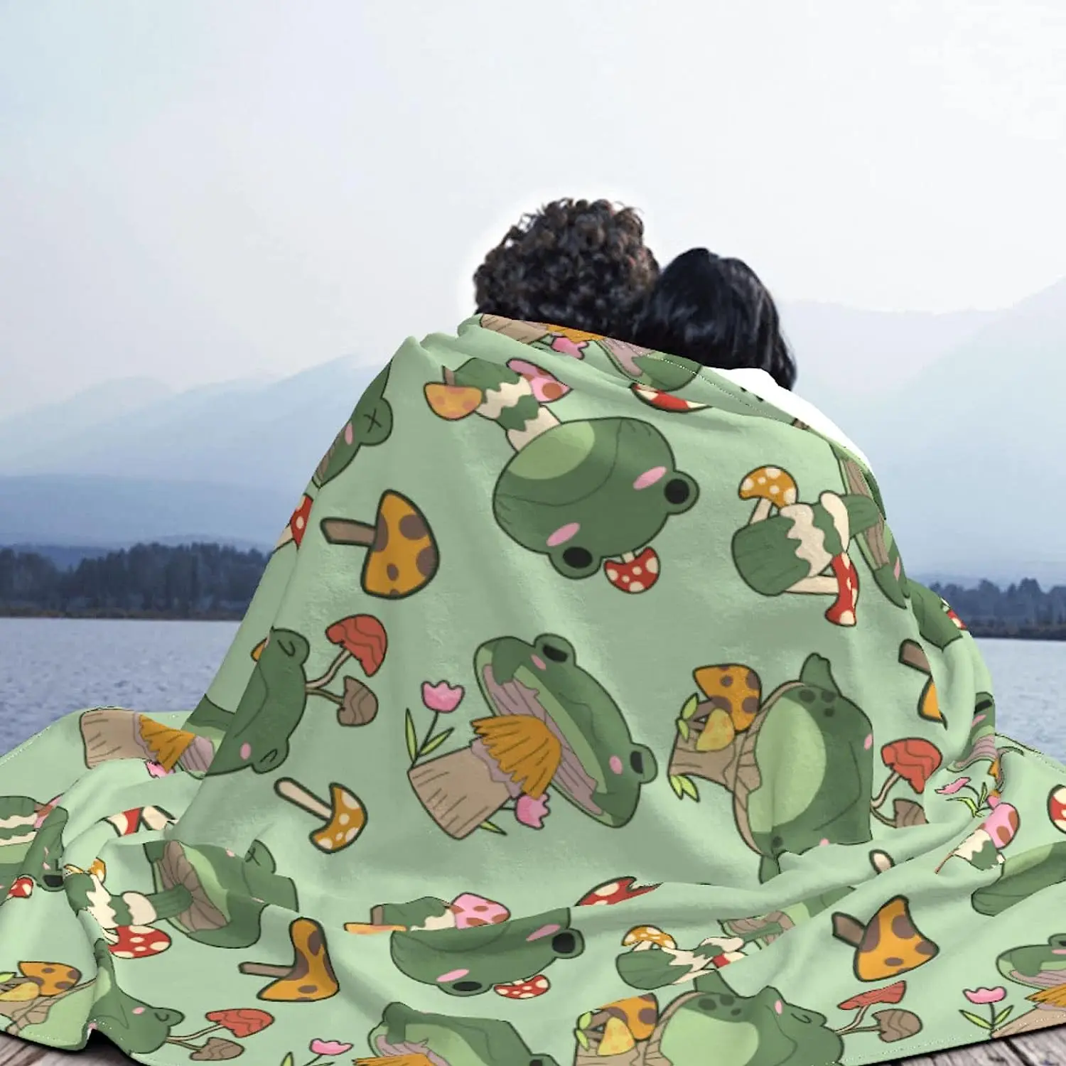 Mushroom frog Flannel Fleece BedThrow Lightweight cute Cozy Plush Blanket for Bedroom Living Rooms Sofa Couch 50