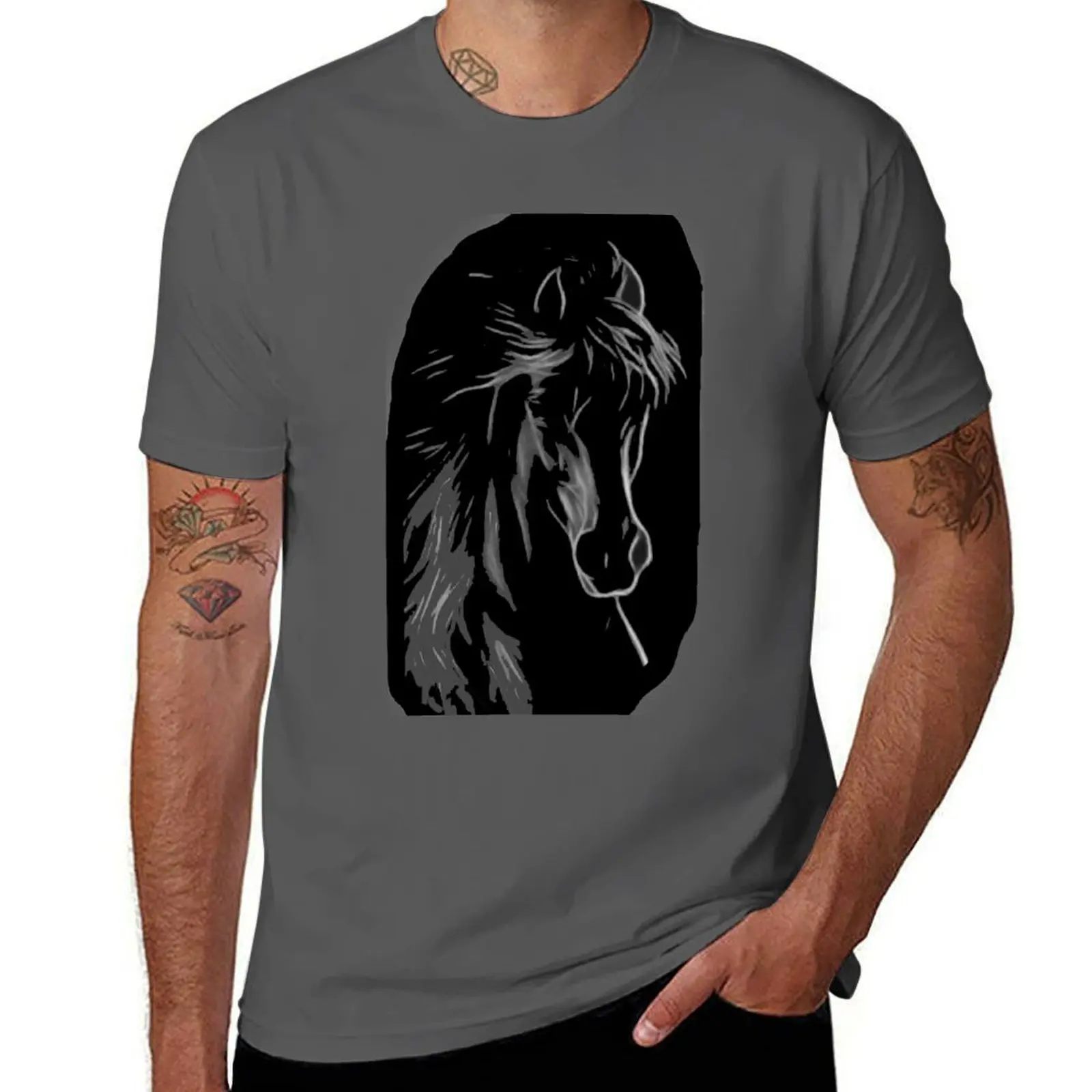 

ECLIPSE BLACK STALLION T-Shirt man t shirt heavy cotton anime t shirts for man T-Shirt