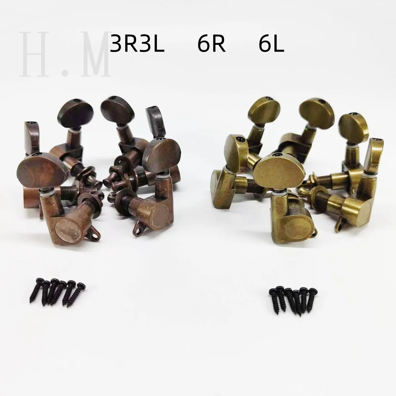 

6pcs/set Guitar Tuning Pegs Large Semicircle Rred Antique Copper Fully Enclosed Coiling Device Guitar Tuning Pegs