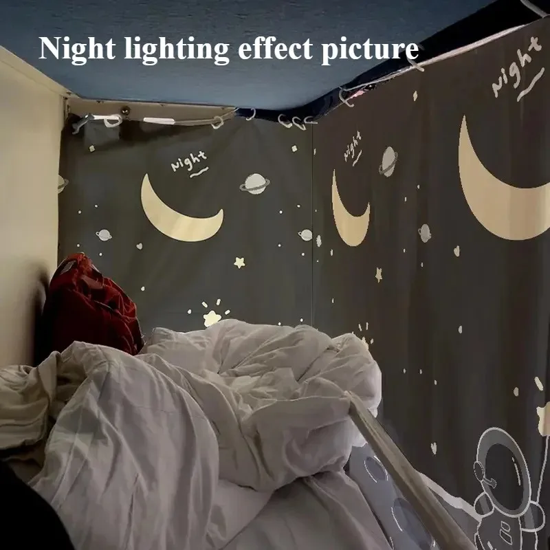 

1pc Bed Curtain,Cartoon Dormitory Blackout Privacy Curtain-Perfect for Single Beds at Home or School, Ideal for Christmas,