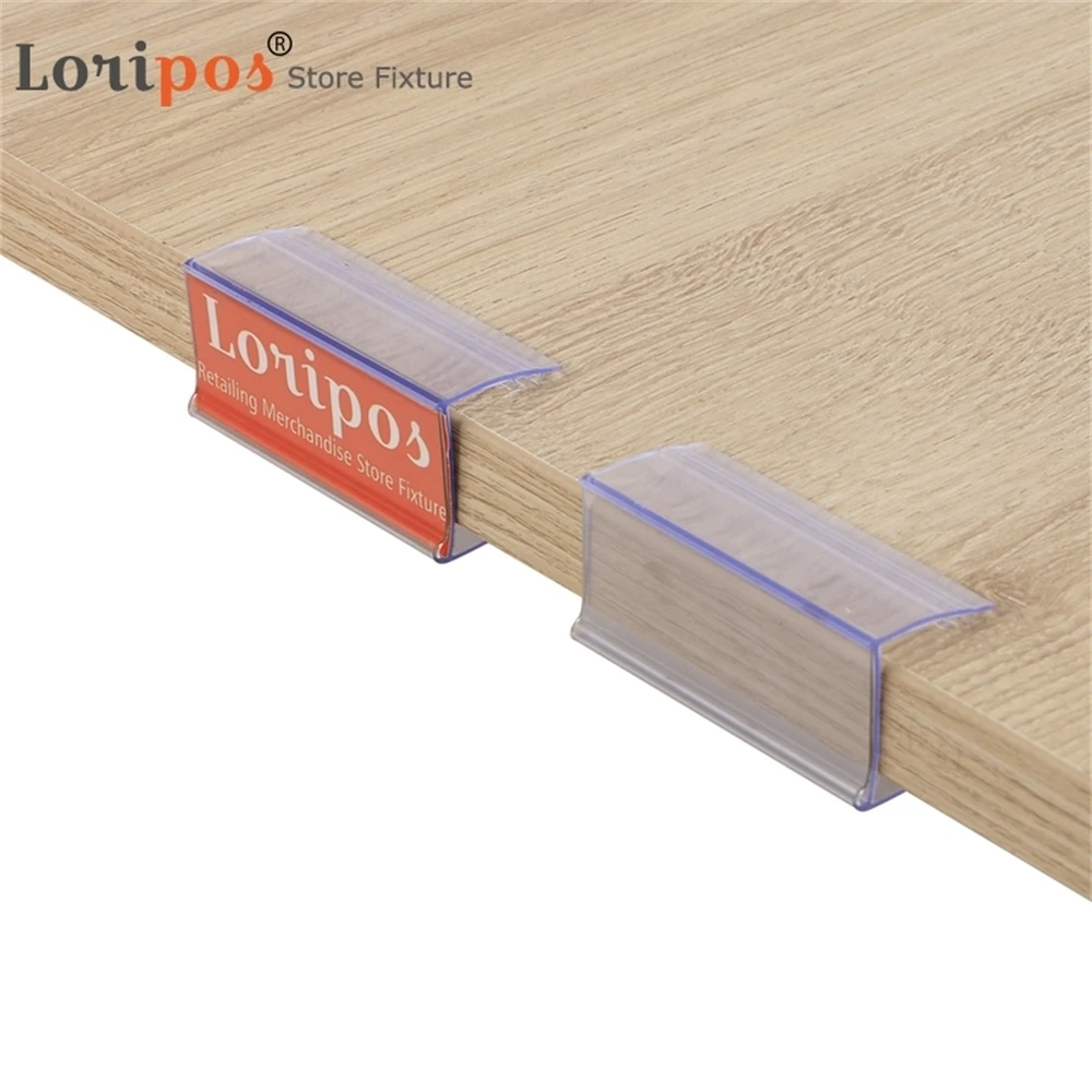 80x28mm Glass Wood Shelf Strip Shelf Mounting Data Strip Price Talker Shelf Top Label Holder Sign Display Clip