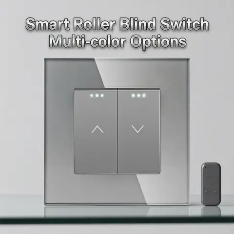 TAWOIA Normal Curtain Push Button Switch EU Glass Frame Motorized Roller Blinds Shutter Switch Automatic Rebound Reset switch
