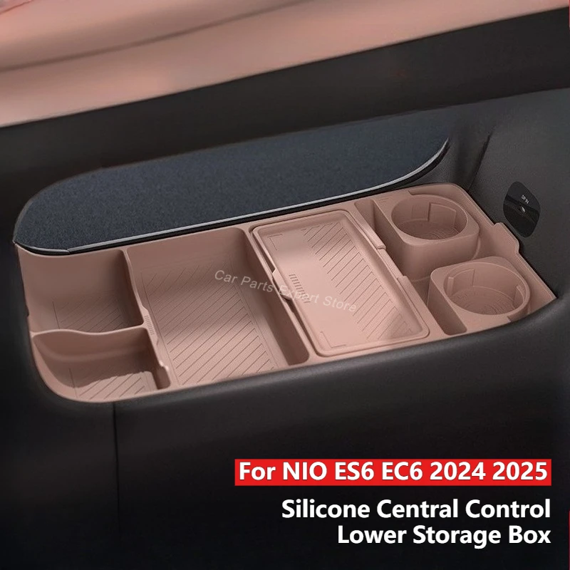 For NIO ES6 EC6 2024 2025 Car Central Control Silicone Lower Storage Box Waterproof Armrest Organizer Electric Cars Interior