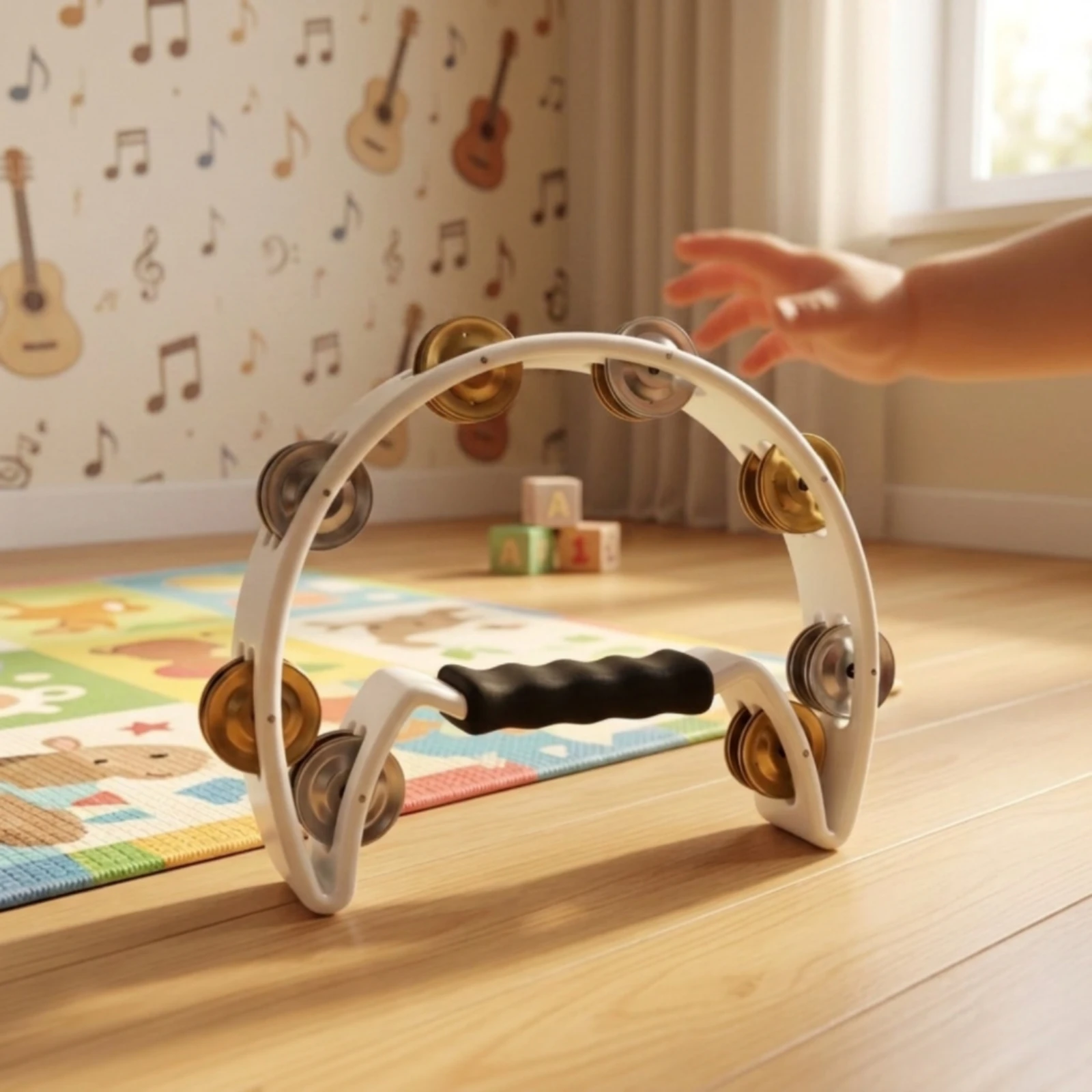 Musical Instrument Long - Semicircular Tambourine Easy to Use Handheld
