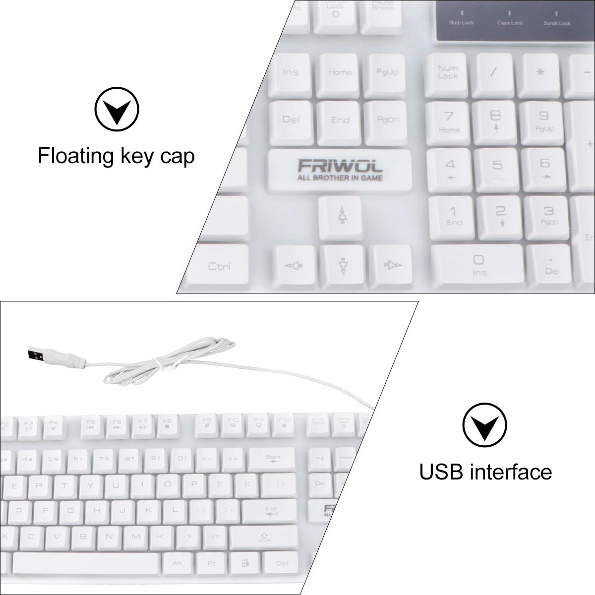 

Игровая клавиатура, удобные клавиши, прочный пластик, проводной USB, водонепроницаемый настольный компьютер, портативный портативный компьютер для путешествий на открытом воздухе