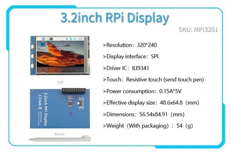 2.4/2.8/3.2/3.5 Inci Seri GPIO 2.4 Inci/2.8 Inci/3.2 Inci/3.5 Inci Tampilan Layar Sentuh untuk Raspberry Pi 4B 3B B + Nol