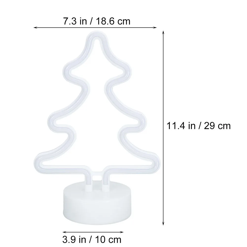 2 Pcs Christmas Tree Table Lights Shape Lamp Party Decorative Neon Lamps Dining