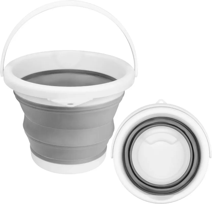 Auslaufsicherer, faltbarer 3L Silikon-Eimer für Camping, Angeln, Autowäsche, Küche, Gartenarbeit und Haushaltsarbeiten.
