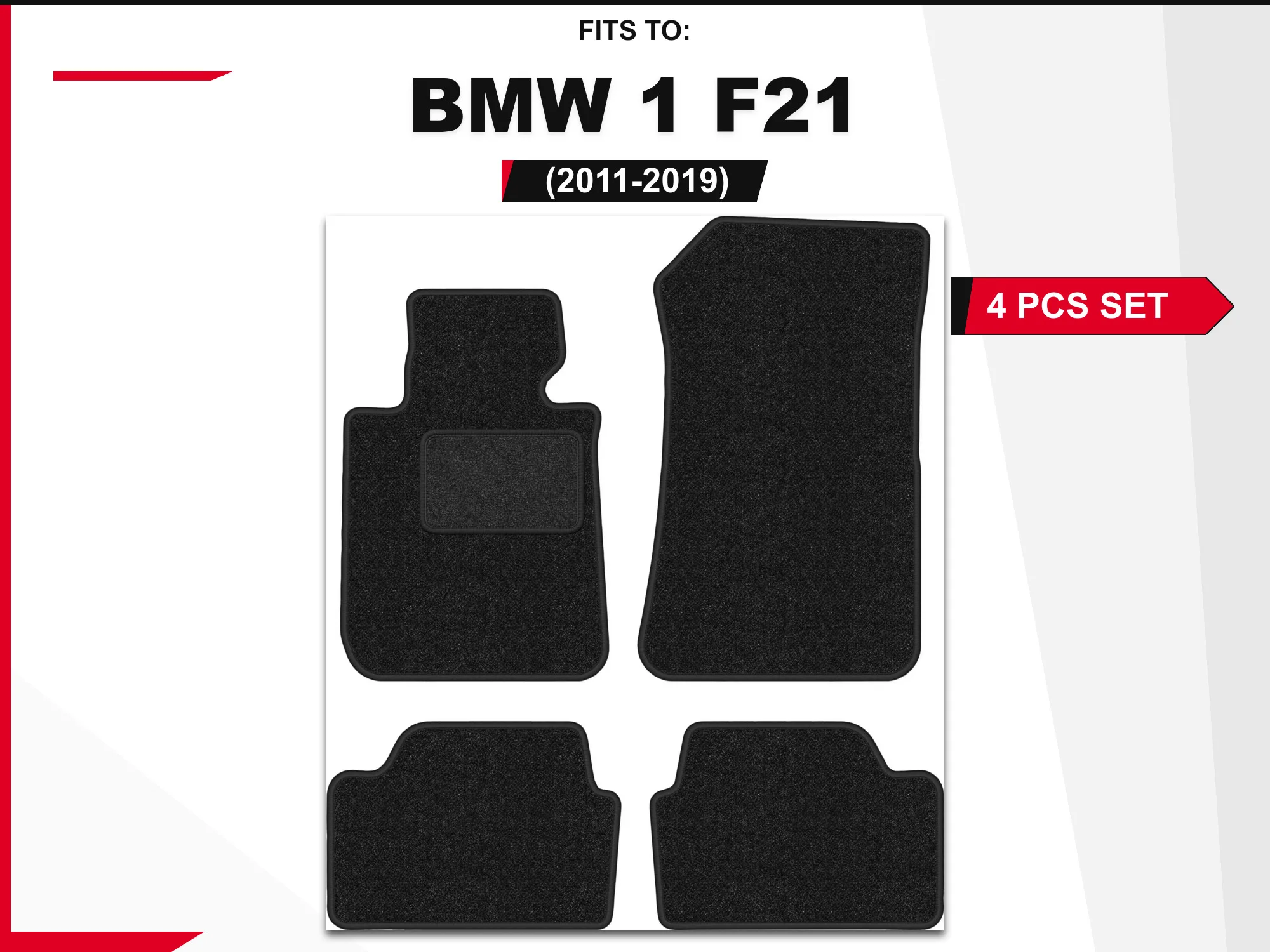 Velours Anthraciet matten voor: BMW 1 E87 2004-2011 Hatchback, 4 stuks