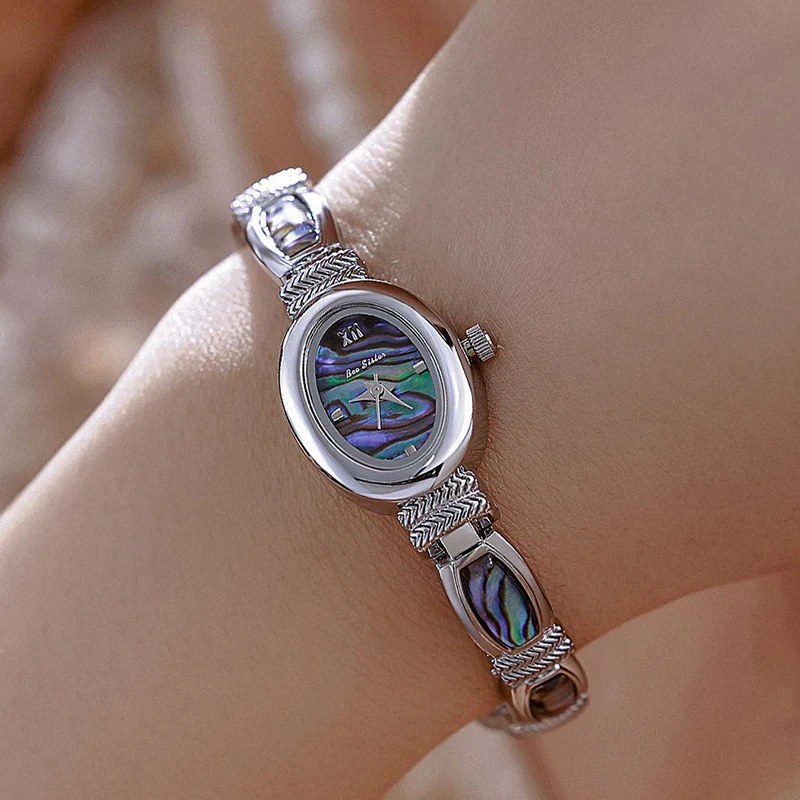 البيضاوي الهاتفي النساء ساعات يد العلامة التجارية الفاخرة السيدات ساعات المعصم للإناث ساعة الذهب تصميم فريد من نوعه كوارتز ساعة اليد #4