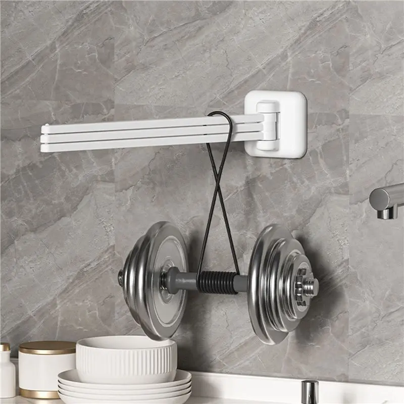 ABJO-2X Wall-Mounted Triple Swing-Out Towel Bar, Rotating 180° Towel Rack With 3 Arms For Bathroom And Kitchen Organization
