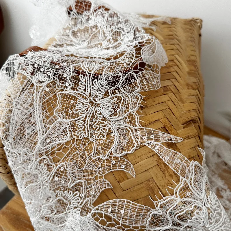 Eye - catching Sequined Fish Silk Thread Milk Silk Eyelash Hollow Lace Trim for Handmade Dress and Veil Clothing Accessories Set
