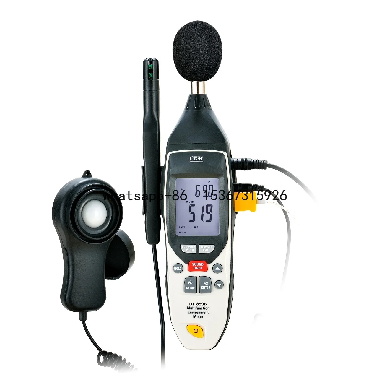 

q DT-859B 5 in 1 Multifunction Environment Meter Sound Level Meter, Light Meter, Humidity /Temperature Meter and Anemometer