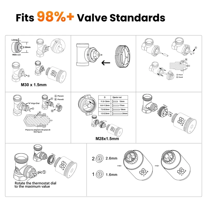 ABGR-ترموستات المبرد الذكي، صمام التحكم في درجة الحرارة القابل للبرمجة، يعمل مع Alexa، صمام المبرد الحراري TRV