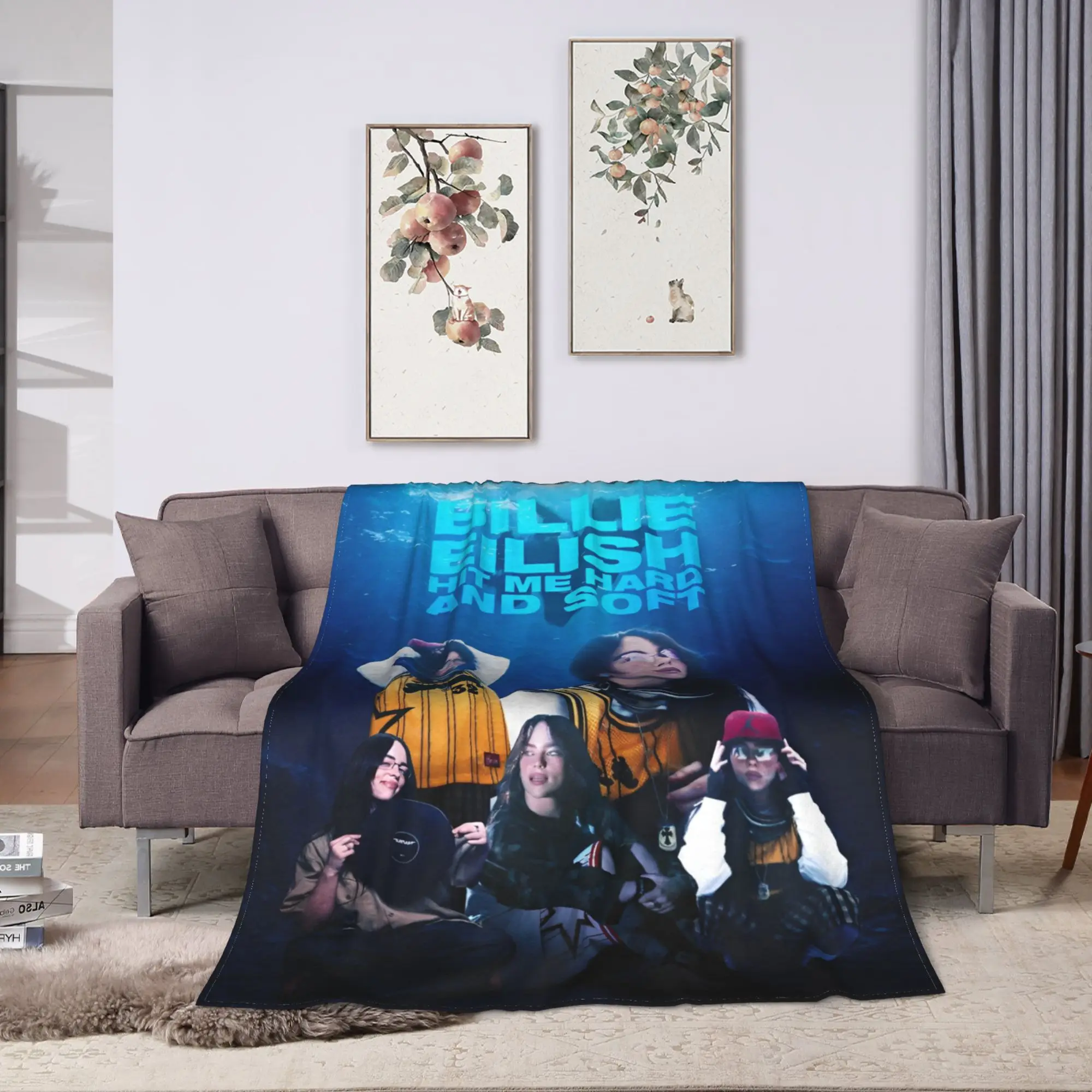 2025 Hit Me Hard And Soft Warm Soft Blanket Singer E-eilishes Tour Picnic Plush Throw Blanket Bed Flannel Bedspread Sofa Bed