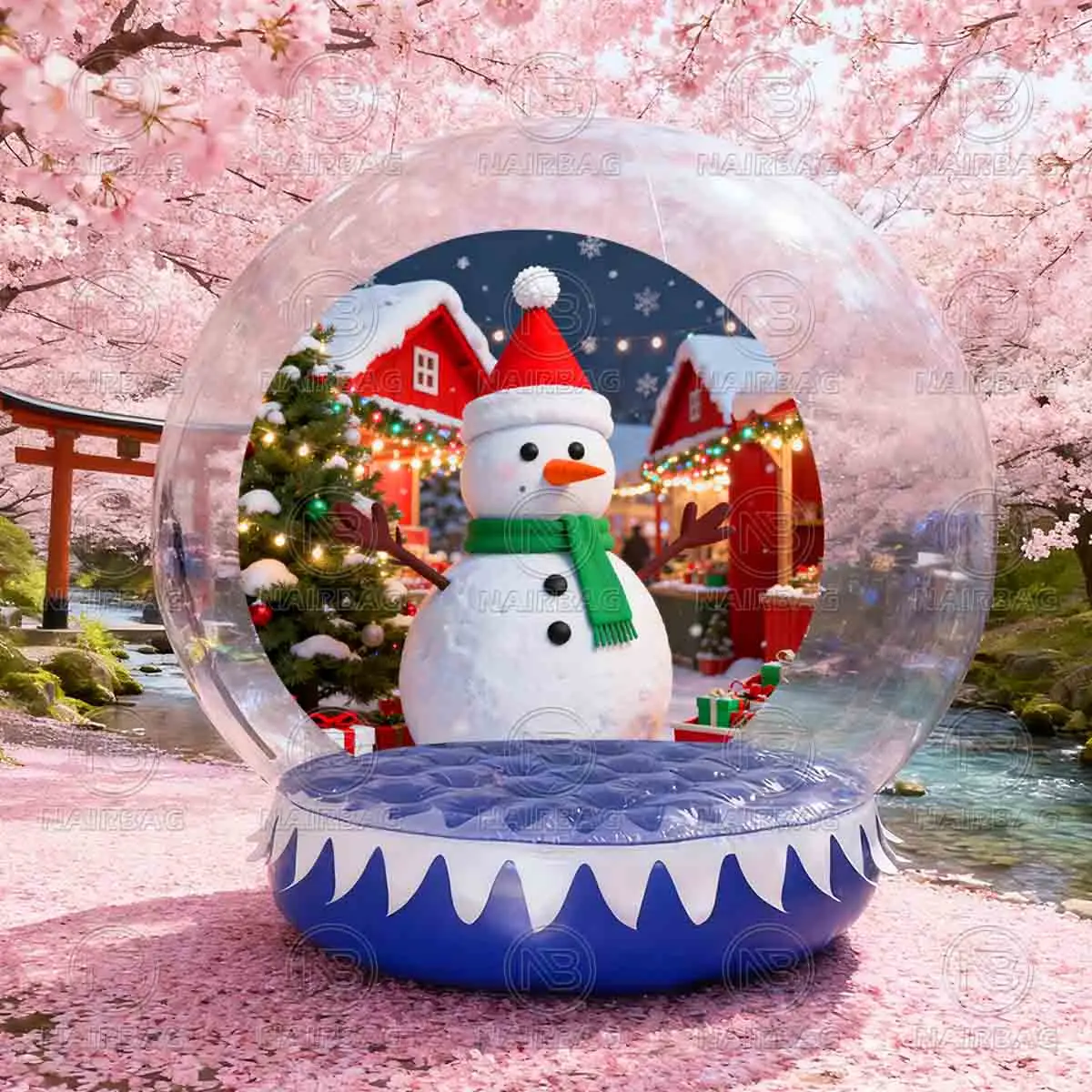 クリスマスバブルスノーグローブインフレータブルフォトブース背景クリアバブルテントハウスエアドームインフレータブル人間サイズスノーグローブ