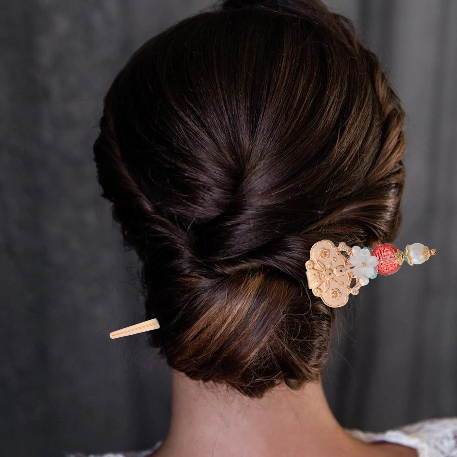 

Elegant Chinese Hairpin Headdress Traditional Metal Hanfu Qipao Ornamental Hair Accessories Knot Design Vintage