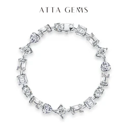 ATTAGEMS D Color All Moissanite Bracelet for Women Men 100% 925 Sterling Silver Diamong Wedding Bridal Luxury Hand Jewelry Gift