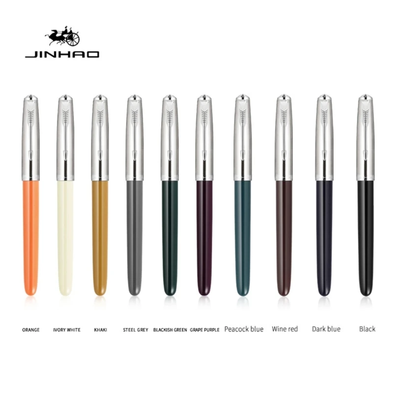 Jinhao- 86クラシックスタイルシルバークリップ万年筆0.38ペン先インクペンシルバーキャップf19e