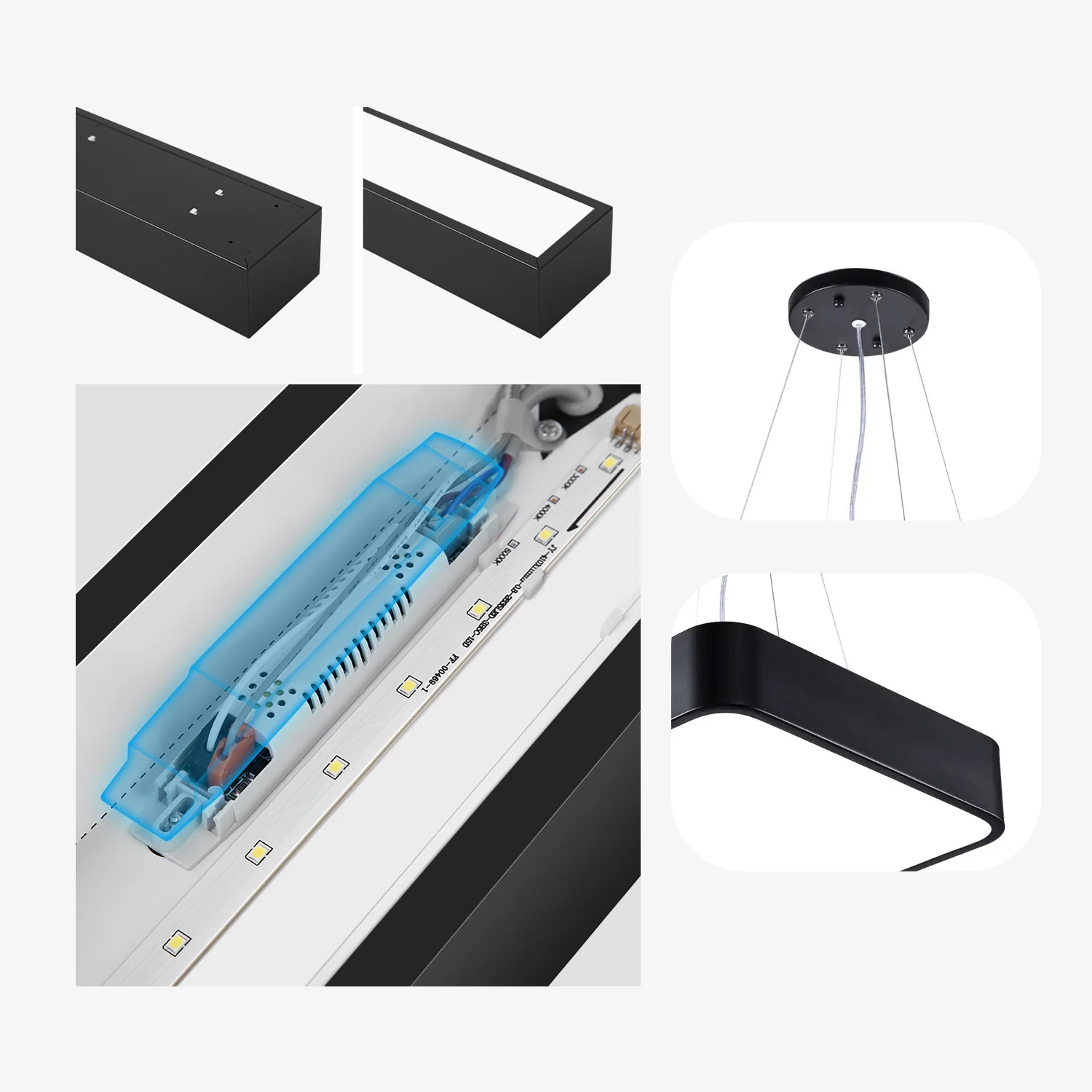 LED الثريا الصناعية مصباح عالية مشرق led لوحات السقف متجر العمل مصباح 6500K الإضاءة الصناعية مكتب سوبر ماركت المرآب