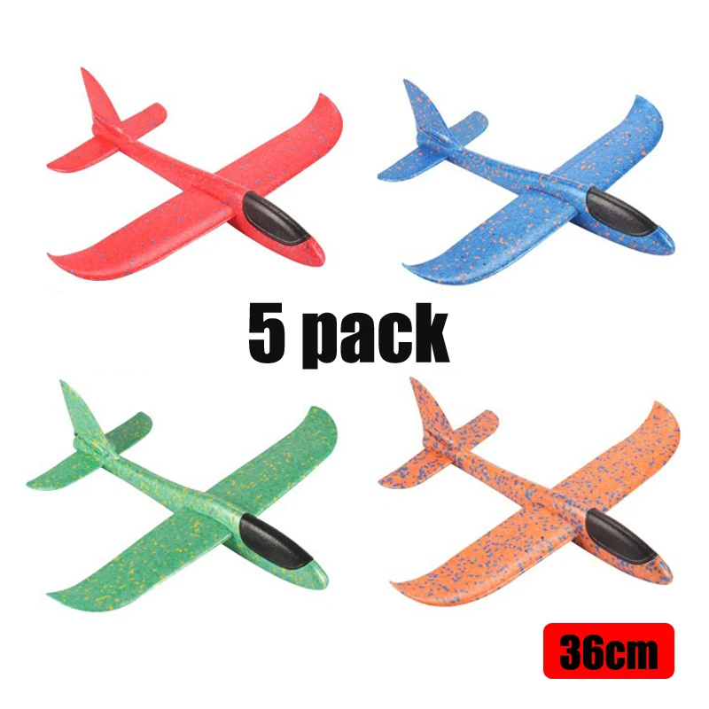 5PCS 36CM Foam Glider Planes Airplane Hand Throwing Toy Flight Mode Plane Model Aircraft for Kids Outdoor Sport Children