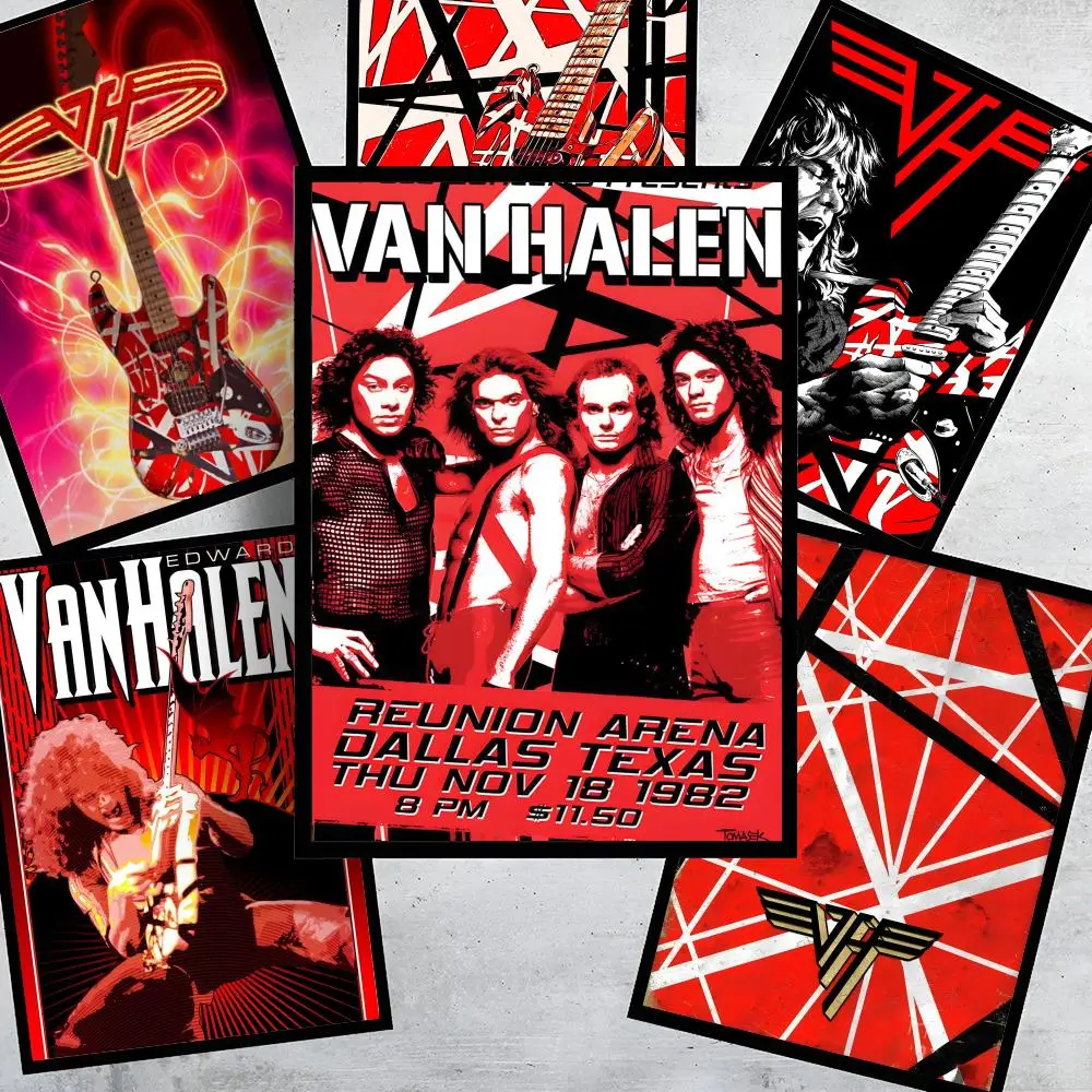 

Van H-Halen Band Poster HD Art Stickers Self-Adhesive Painting Modern Home Decor for Bedroom Living Room Wall Decals Gift