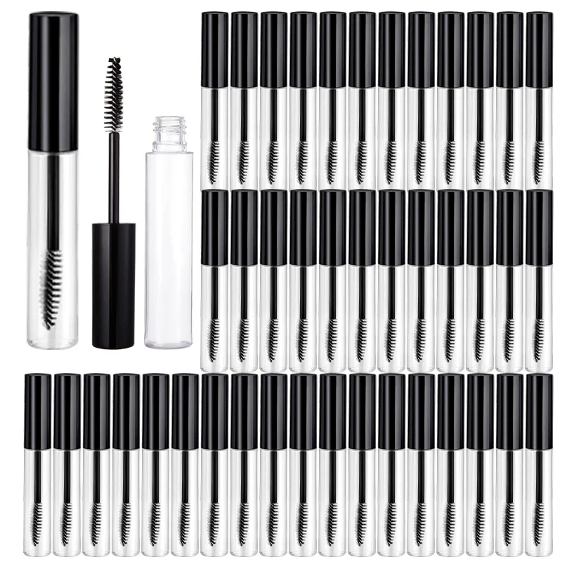 

30/50pcs 10ml Empty Mascara Tube Eyelash Cream Vial Liquid Bottle Cosmetic Container with Black Cap Refillable Plastic Bottle