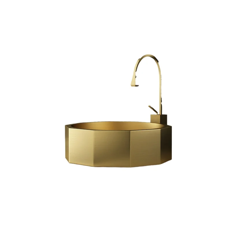 

Gold stainless steel countertop basin hand wash Nordic Hotel art washbasin wash single basin