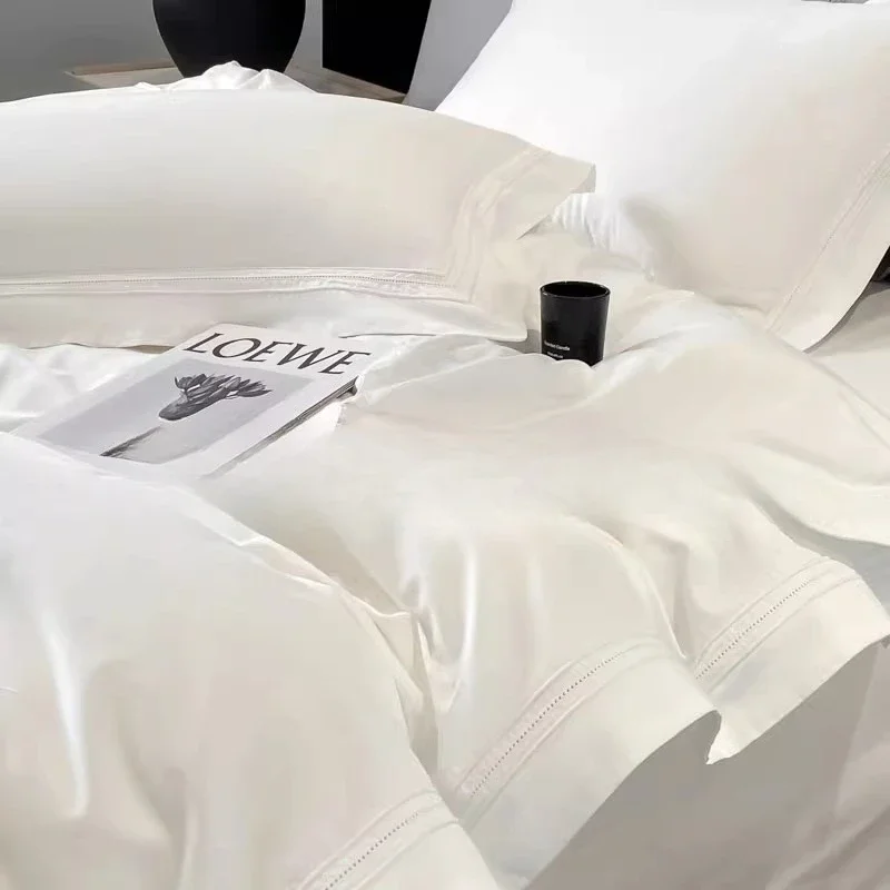4pcs 100% Cotton 100 Counts Long Stand Cotton High-end Hotel Solid Color Bedding Duvet Cover 200x230 220x240 Four Seasons