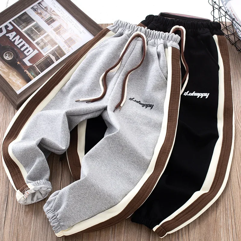 

Boys Pants Kids Sport Pant Teenagers Letter Print Trousers 2023 Autumn Winter 4 To 14Yrs Children's Thicken Warm Clothes Casual