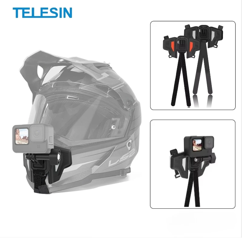 

TELESIN Helmet Strap Mount for Gopro Hero 13 12 11 10 9 DJI OSMO Action 5 Pro 4 3 Insta360 Action Camera Motorcycle Accessories